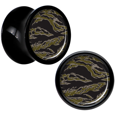 Black Acrylic Tiger Camo Print Saddle Plug Set 0G