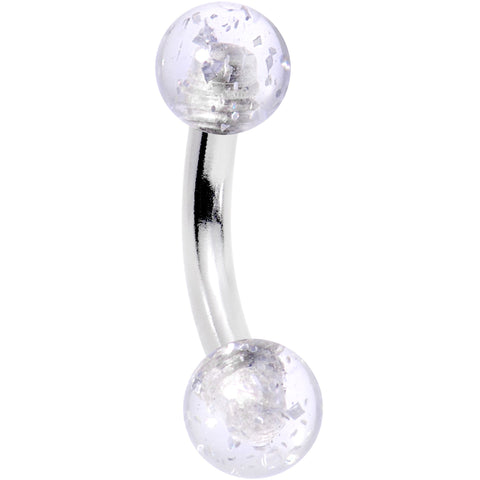 14G 1/4" Clear Arcylic Glitter Rook Curved Barbell