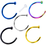 18G 3/8 Pack Set of 5 Assorted Stainless Steel Nose Hoop Rings
