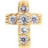 1/4 Clear CZ Internally Threaded Gold Tone Cross Labret Monroe