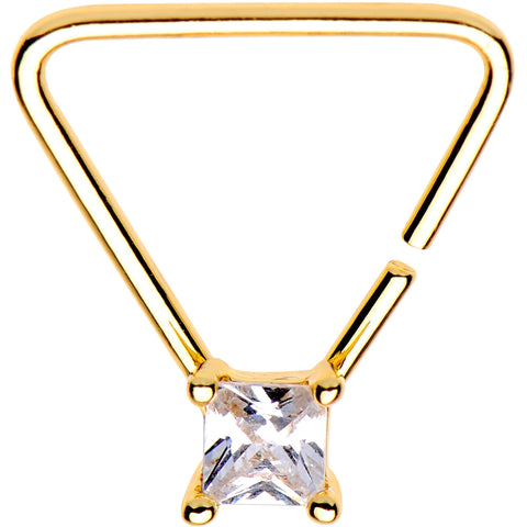 20G 3/8 Clear CZ Gem Gold Tone Plated Triangle Seamless Ring