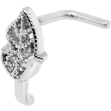 20G Clear CZ Leaf Faux Hoop L Shaped Nose Ring