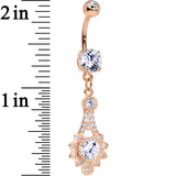 Clear CZ Gem Rose Gold Plated Elegant Embellishment Dangle Belly Ring