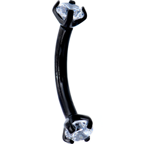 5/16 Clear CZ Gem Black PVD Bling Bling Curved Eyebrow Ring