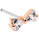 20G 1/4 Clear CZ Gem Rose Gold Tone Bow Tie Formal Nose Bone