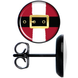 Christmas Santa Suit Black Stud Earrings
