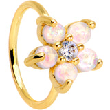 20G Clear CZ White Faux Opal Gold Tone Flower Circular Ring