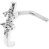 20G Clear CZ Bling Faux Hoop L Shaped Nose Ring