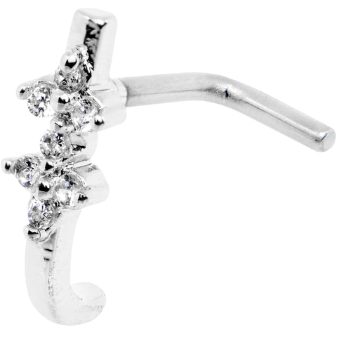 20G Clear CZ Bling Faux Hoop L Shaped Nose Ring
