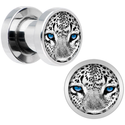 Black White Leopard Eyes Steel Screw Fit Plug Set 2G
