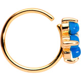 20G Clear CZ Blue Faux Opal Rose Gold Tone Flower Circular Ring