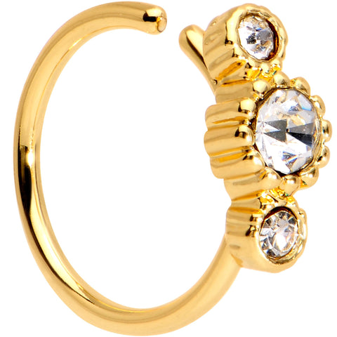 20G Clear CZ Gold Tone Fashion Fusion Seamless Circular Ring