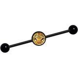 14G Full Color Leopard Eyes Black Industrial Barbell 37mm