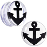 Clear Acrylic Black Anchor Saddle Plug Set 6mm to 20mm