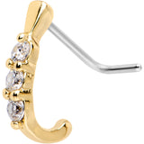 20G Clear CZ Gem Gold IP Faux Hoop L Shaped Nose Ring