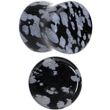 00G Obsidian Snowflake Natural Stone Saddle Plug Set