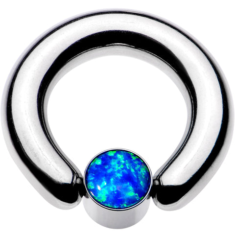 4G 9/16 Aqua Faux Opal 7mm Disc BCR Captive Ring