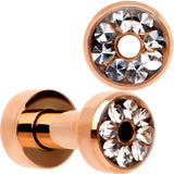Clear CZ Gem Rose Gold PVD Bling Screw Fit Tunnel Plug Set 3mm to 16mm