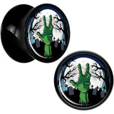 Cemetery Zombie Hand Halloween Black Acrylic Plug Set Available Sizes 0G to 20mm