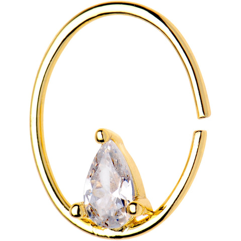 20G 3/8 Clear CZ Gem Gold Tone Circular Seamless Ring