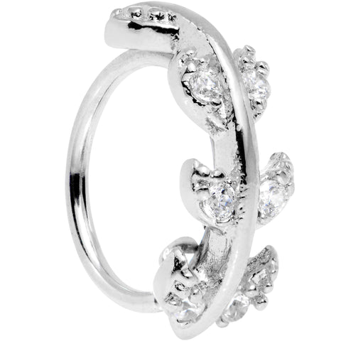 18G Clear CZ Gem Leafy Seamless Circular Ring