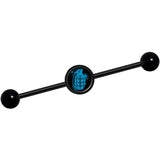 14G Blue Grenade Black Industrial Barbell 37mm
