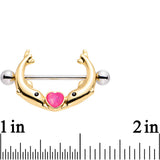 3/4 Pink Faux Opal Diving to You Dolphin Duet Nipple Shield Set