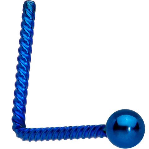 2mm Ball End Blue IP So Twisted L Shaped Nose Ring