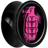Black Acrylic Pink Grenade Saddle Plug Set 9/16