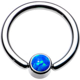 14G 3/8 Aqua Faux Opal 4mm Disc BCR Captive Ring