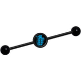 14G Blue Grenade Black Industrial Barbell 37mm