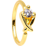 20G 5/16 Clear CZ Gem Gold PVD Crisscross Seamless Circular Ring