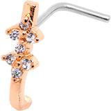 20G Clear CZ Rose Gold Tone Bling Faux Hoop L Shaped Nose Ring
