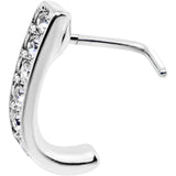 20G Clear CZ Sleek Faux Hoop L Shaped Nose Ring