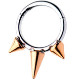 5/16 Rose Gold Tone Punk Spike Hinged Segment Ring Circular Barbell