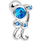 Aqua CZ Gem Sassy Swirl Cartilage Tragus Earring