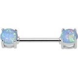 14G 9/16 Blue Synthetic Opal Ends Nipple Barbell Set