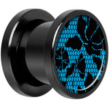 Blue Floral Lace Black Anodized Screw Fit Plug Set 00G