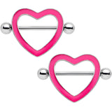 3/4 Pink Glow in the Dark Valentine Heart Nipple Shield Set