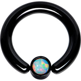 8G 1/2 White Faux Opal 5mm Disc Black IP BCR Captive Ring