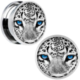 Black White Leopard Eyes Steel Screw Fit Plug Set 18mm
