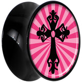 Black Acrylic Pink Black Radiant Cross Saddle Plug Set 9/16