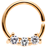 18G 5/16 Clear Cubic Zirconia Rose Gold IP Steel Circular Ring