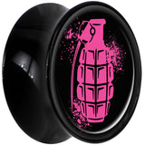 Black Acrylic Pink Grenade Saddle Plug Set 18mm