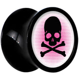 Black Acrylic Pink Black Skull Saddle Plug Set 0G