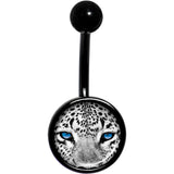Black White Leopard Eyes Black Belly Ring
