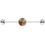 14G Full Color Tiger Eyes Industrial Barbell 37mm