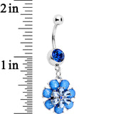 Blue Gem Bashful Blue Budding Flower Dangle Belly Ring