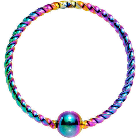 20G 3/8 Rainbow Anodized So Twisted Captive Style Seamless Ring
