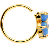 20G Clear CZ Light Blue Faux Opal Gold Tone Flower Circular Ring